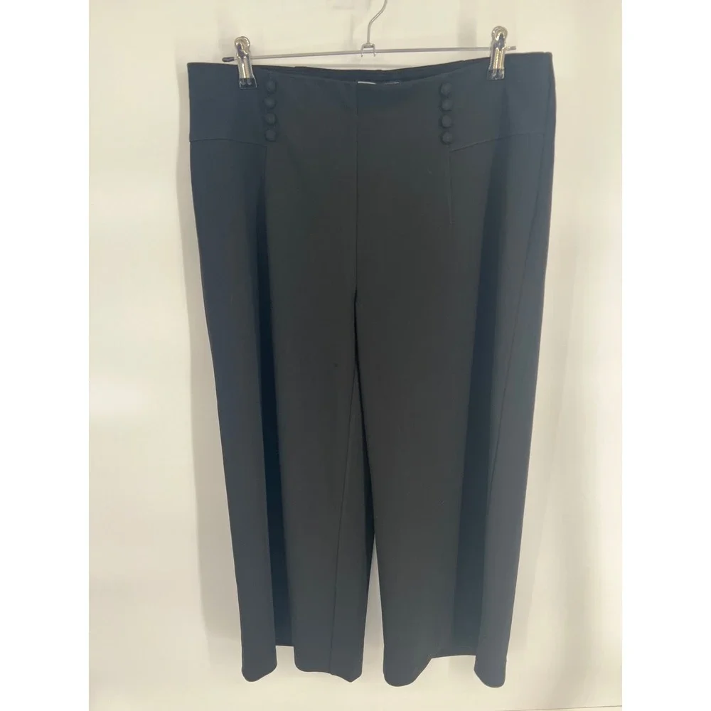 NYCC New York Clothing Co Black Wide Leg Sailor Button Trousers Pants Sz 12